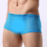 Maxbell Mens Sexy Sheer See Through Stripe Boxer Briefs Underwear Panties Blue XL - Aladdin Shoppers