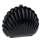 Maxbell Acrylic Conch Shape Evening Handbag Clutch Party Purse Chain Bag Black