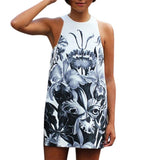 Maxbell Maxbell Women Sexy Fashion Sleeveless Printing Slim Round Neck Dress L