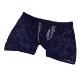 Maxbell Sexy Men's Lace See Through Hollow-out Sheer Boxer Underwear Black - Aladdin Shoppers