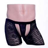 Maxbell Sexy Men's Lace See Through Hollow-out Sheer Boxer Underwear Black - Aladdin Shoppers