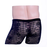 Maxbell Sexy Men's Lace See Through Hollow-out Sheer Boxer Underwear Black - Aladdin Shoppers