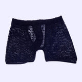 Maxbell Sexy Men's Lace See Through Hollow-out Sheer Boxer Underwear Black - Aladdin Shoppers
