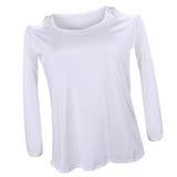Maxbell Maxbell Women Strapless Long Sleeve Slim Round Neck Sexy T-Shirt White XL