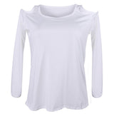 Maxbell Maxbell Women Strapless Long Sleeve Slim Round Neck Sexy T-Shirt White XL