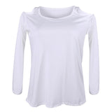 Maxbell Maxbell Women Strapless Long Sleeve Slim Round Neck Sexy T-Shirt White XL