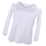 Maxbell Maxbell Women Strapless Long Sleeve Slim Round Neck Sexy T-Shirt White XL