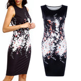 Maxbell Maxbell Sexy Women Hot O Neck Sleeveless Floral Print Slim Mini Summer Hip Dress S