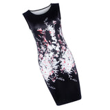 Maxbell Maxbell Sexy Women Hot O Neck Sleeveless Floral Print Slim Mini Summer Hip Dress L