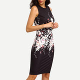 Maxbell Maxbell Sexy Women Hot O Neck Sleeveless Floral Print Slim Mini Summer Hip Dress L