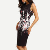 Maxbell Maxbell Sexy Women Hot O Neck Sleeveless Floral Print Slim Mini Summer Hip Dress L