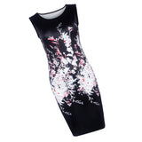 Maxbell Maxbell Sexy Women Hot O Neck Sleeveless Floral Print Slim Mini Summer Hip Dress XL