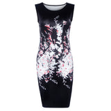 Maxbell Maxbell Sexy Women Hot O Neck Sleeveless Floral Print Slim Mini Summer Hip Dress XL