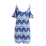 Maxbell Maxbell Women's Sexy Strappy Off Shoulder Summer Printed Mini Dress L