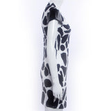 Maxbell Maxbell Sexy Women V Neck PU Splicing Short Sleeves Stone Grain Print Mini Dress XL