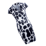 Maxbell Maxbell Sexy Women V Neck PU Splicing Short Sleeves Stone Grain Print Mini Dress XL