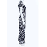 Maxbell Maxbell Women Sexy Black and White Printing Bodycon Boho Maxi Long Beach Sundress M