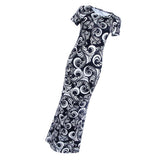 Maxbell Maxbell Women Sexy Black and White Printing Bodycon Boho Maxi Long Beach Sundress M