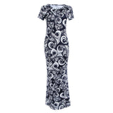 Maxbell Maxbell Women Sexy Black and White Printing Bodycon Boho Maxi Long Beach Sundress M