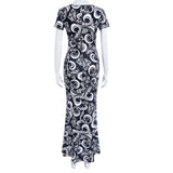 Maxbell Maxbell Women Sexy Black and White Printing Bodycon Boho Maxi Long Beach Sundress M
