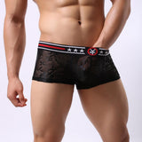 Maxbell Mens Sexy Mesh See Through Flower Boxer Briefs Underwear Black M - Aladdin Shoppers