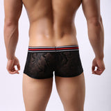 Maxbell Mens Sexy Mesh See Through Flower Boxer Briefs Underwear Black M - Aladdin Shoppers
