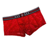 Maxbell Mens Sexy Mesh See Through Flower Boxer Briefs Underwear Red XL - Aladdin Shoppers