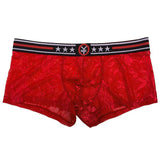 Maxbell Mens Sexy Mesh See Through Flower Boxer Briefs Underwear Red XL - Aladdin Shoppers
