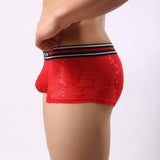 Maxbell Mens Sexy Mesh See Through Flower Boxer Briefs Underwear Red XL - Aladdin Shoppers