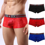 Maxbell Mens Sexy Mesh See Through Flower Boxer Briefs Underwear Red XL - Aladdin Shoppers