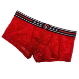 Maxbell Mens Sexy Mesh See Through Flower Boxer Briefs Underwear Red XL - Aladdin Shoppers