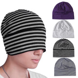 Adult Unisex All Cotton Night Cap Sleep Eyecover Striped Headcap Black White