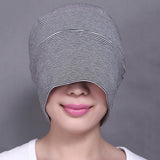 Adult Unisex All Cotton Night Cap Sleep Eyecover Striped Headcap Black White