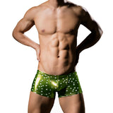 Maxbell Men's Sexy Star Wet Look Boxer Briefs Underwear Green M - Aladdin Shoppers
