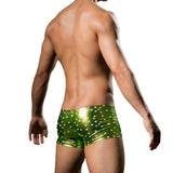 Maxbell Men's Sexy Star Wet Look Boxer Briefs Underwear Green M - Aladdin Shoppers