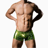 Maxbell Men's Sexy Star Wet Look Boxer Briefs Underwear Green M - Aladdin Shoppers