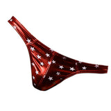 Maxbell Men Sexy Underwear Brief Low Rise Bronzing Star Metallic Shiny Bikini Red XL - Aladdin Shoppers