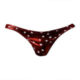 Maxbell Men Sexy Underwear Brief Low Rise Bronzing Star Metallic Shiny Bikini Red XL - Aladdin Shoppers