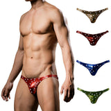 Maxbell Men Sexy Underwear Brief Low Rise Bronzing Star Metallic Shiny Bikini Red XL - Aladdin Shoppers