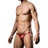 Maxbell Men Sexy Underwear Brief Low Rise Bronzing Star Metallic Shiny Bikini Red XL - Aladdin Shoppers