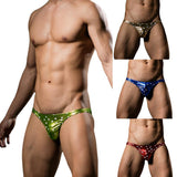 Maxbell Men Sexy Underwear Brief Low Rise Bronzing Star Metallic Shiny Bikini Red XL - Aladdin Shoppers
