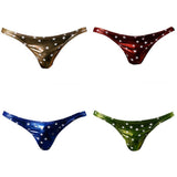 Maxbell Men Sexy Underwear Brief Low Rise Bronzing Star Metallic Shiny Bikini Red XL - Aladdin Shoppers