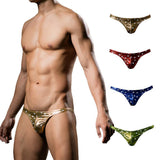 Maxbell Men's Sexy Underwear Sexy Thongs Bronzing Ordinary Stars Green-S - Aladdin Shoppers