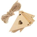 Maxbell Wooden Pennants Pattern Bunting Banner with Heart Home Party Hanging Garland - Aladdin Shoppers
