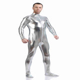 Shiny Spandex Full Body Suit Second Skin Bodysuit Zentai Unitard Silver L