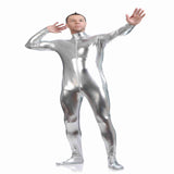 Shiny Spandex Full Body Suit Second Skin Bodysuit Zentai Unitard Silver L