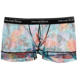 Maxbell Mens Sexy Mesh See Through Rose Flower Boxer Briefs Underwear Blue M - Aladdin Shoppers
