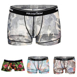 Maxbell Mens Sexy Mesh See Through Rose Flower Boxer Briefs Underwear Blue M - Aladdin Shoppers