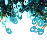 Maxbell Maxbell Belly Dance Beaded Bra Sequins Top Sexy Dancing Singer Costume Tassels Blue