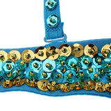 Maxbell Maxbell Belly Dance Beaded Bra Sequins Top Sexy Dancing Singer Costume Tassels Blue